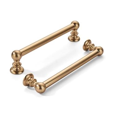 Imagem de khtumeware Pacote com 10 5 polegadas (128 mm) buraco central champanhe bronze armário puxadores sólido resistente armário de cozinha hardware para gavetas, penteadeira, alça de banheiro