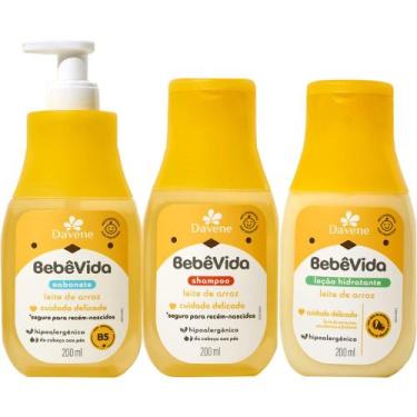 Imagem de Shampoo+Sabonete Líquido+Hidratante Leite De Arroz Bebe Vida - Davene