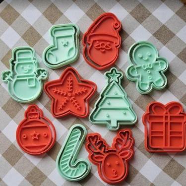 Imagem de Kit Cortador de Biscoitos e Massas Tema de Natal para Festas Com Carim