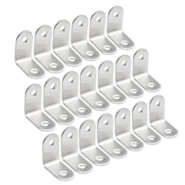 Imagem de Suporte de canto para prateleiras de aço inoxidável 30 mm x 30 mm x 16 mm, suporte de juntas de fixação de canto em forma de L, pacote com 20