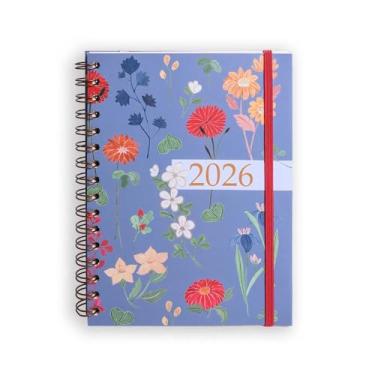 Imagem de AGENDA PLANNER 2026 ANA LUIZA DIÁRIA PEQUENA ESPIRAL DUPLO GARDEN AZUL TECA PAPELARIA