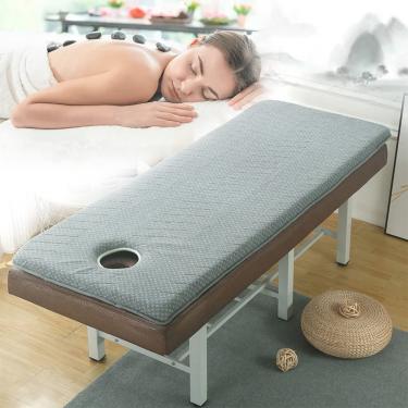 Imagem de Colchão De Cama De Beleza/spa Com Faixas Elásticas, Mesa De Massagem De Cabeça Trapezoidal, Colchão Com Orifício De Respiração Facial, Almofada De Cama De Cílios, Grey, 70x185cm