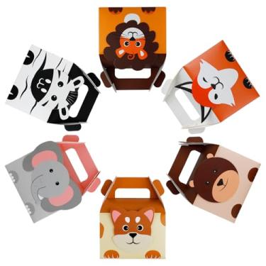 Imagem de 30 caixas de lembrancinhas de festa com alças, caixas de presente de papel dobráveis de 15 cm para aniversário, chá de bebê, casamento, decorações de artigos de festa infantil (animal)
