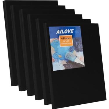 Imagem de ZingArts Lona Preta, 6 Unidades de 12 X 12", Telas Pretas Esticadas Sem Ácido Preparadas Em 100% Algodão para Pintura, Materiais de Arte para Derramamento de Acrílico, Pintura A Óleo e Tintas Aquarela
