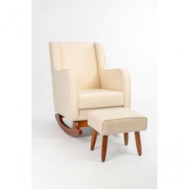 Imagem de Poltrona De Amamentação Com Balanço Suede Bege - Lahome Decor