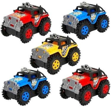 Imagem de Combo 5 Carrinhos Jipe Divertido vira Cambalhota Jeep Maluco Colorido 