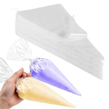 Imagem de JAPCHET 400 unidades de sacos grandes de confeitar de 53 cm, sacos descartáveis de plástico transparente, saco de decoração de bolo espesso para sobremesa, pastelaria, cupcake, biscoitos