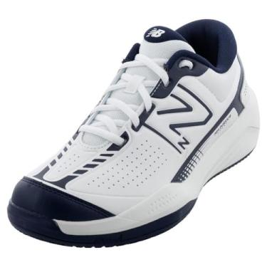 Imagem de New Balance Tênis masculino 696 V5 Hard Court, Branco/Azul marinho, 43