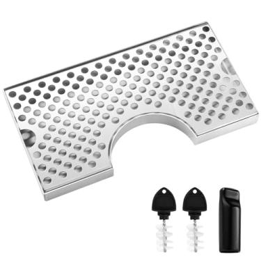 Imagem de Dbgogo Bandeja de gotejamento de cerveja antiderrapante para Kegerator, bandeja de gotejamento Kegerator de aço inoxidável, bandeja de gotejamento de barril de cerveja para torneira de cerveja de 11,2