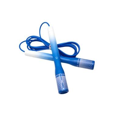 Imagem de KSY Corda de pular arco-íris (J-710, azul) – Corda cardiovascular ajustável para exercícios físicos femininos e em casa | Alças macias, cabo de PVC liso, design leve | Feito na Coreia