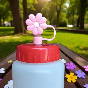 Imagem de Tampa Protetora Canudo 10mm Copo Garrafa Térmica Acessório Silicone Flor Anti Poeira (Rosa)