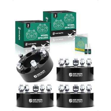Imagem de YHTAUTO Espaçadores de roda 5 x 4,5 polegadas 5 polegadas serve para Jeep Grand Cherokee, Wrangler, Ford, Dodge, Lincoln, Mercury, Pontiac Modelo 5 x 114,3 mm Espaçadores de pneu com parafusos de 1/2" 82,5 mm furo do cubo 5 pinos 4 peças adaptador preto