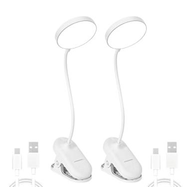 Imagem de Luminária de mesa de encaixe com luz LED recarregável por USB, brilho ajustável e 3 temperaturas de cor, branco quente 4500K, pescoço flexível, cuidado com os olhos, para estudo e uso em dormitório