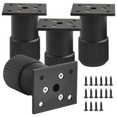Imagem de funifiti Pernas de móveis para cômoda pacote com 4 pés de suporte de coluna circular preta de 8 cm de altura para suporte de TV, cama, armário de banheiro, acessórios de substituição para móveis de