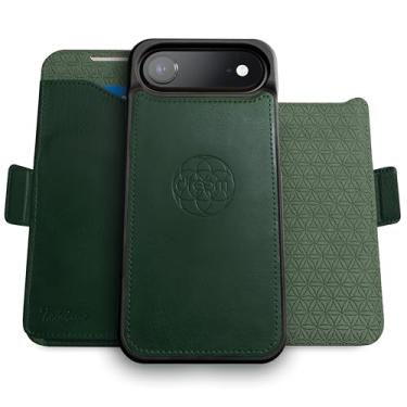Imagem de Dreem for iPhone 17 Air Case Wallet, Revolutionary Phone Stand, Vegan Leather, MagSafe-Fit, Magnetic Detachable Flip Cover, RFID Blocking Card Holder, Gift-Box [Fibonacci:Dark Green]