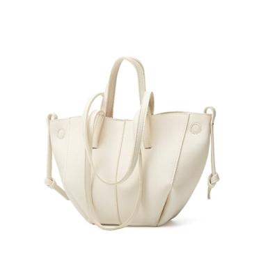 Imagem de Bolsas femininas modernas de couro PU de luxo bolsa de trabalho bolsa de ombro grande capacidade com mini bolsa, Branco