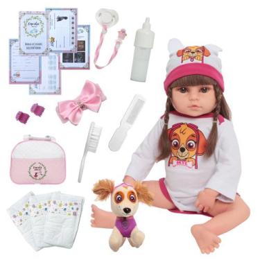 Imagem de Bebe Reborn Silicone Menina Cabelo Castanho Enxoval Completo - Cegonha