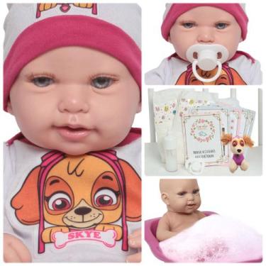 Imagem de Boneca Reborn Larinha Corpo 100% Silicone Com Pelúcia Itens - Cegonha 