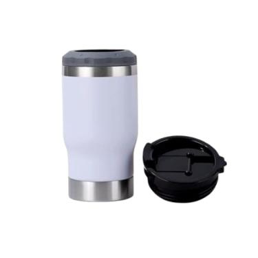 Imagem de Copo Térmico 4 em 1 Aço Inoxidável Isolado a Vácuo Caneca Porta Latas Fina Padrão 355ml Long Neck Termocooler com Tampa e Abridor de Garrafas (Branco)