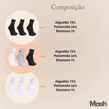 Imagem de Kit 3 Pares De Meia Mash 202.05 Cano Curto Cores Variadas, Variadas, 3