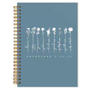 Imagem de YTRGI Cadernos bíblicos para anotações, diário cristão, diários de escritura para escrever, diário de oração para mulheres, gálatas 5:22-23 cadernos bíblicos para anotações 14 x 21 cm (azul)
