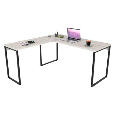 Imagem de Mesa De Escritório Office Em L 150x150cm Estilo Industrial Prisma C08 Snow - Mpozenato