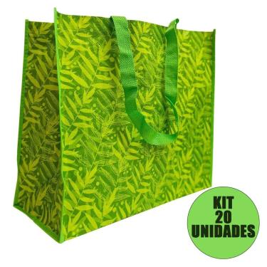Imagem de Bolsa Ecobag Dobravel Kit 20 Unidades Sacola De Ombro Ecologica Reutilizavel Compras Mercado Retornavel