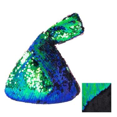 Imagem de Eternal Beauty Bolsa de pulso de lantejoulas, mini bolsa de pulso portátil feminina, bolsa de mão pequena brilhante para a noite, Preto + verde