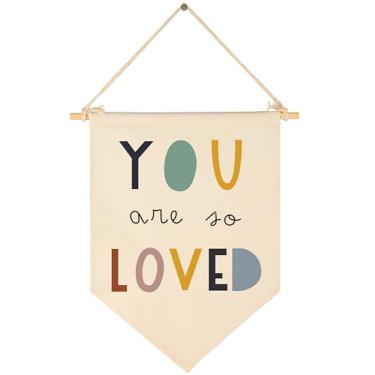 Imagem de You Are So Loved-Flâmula Bandeira Presentes de Parede para Bebês Meninos Meninas Crianças Faixa Pendurada em Lona Decoração de Parede Presentes para Quarto de Bebê Sala de Jogos Escola de Casa Sala de