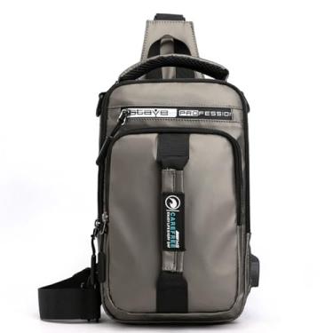 Imagem de Bolsa de ombro masculina transversal para uso diário ao ar livre cor sólida negócios casual Oxford estilo lona, Marrom, 7.09 inches x 11.81 inches x 2.76 inches, Casual