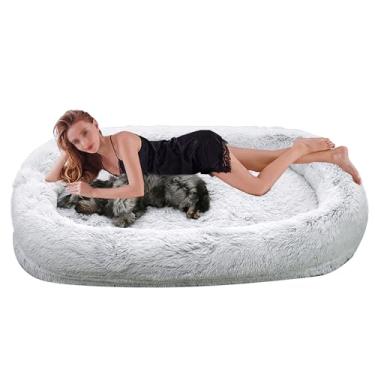 Imagem de LULUMAIC Cama para cães de estimação para adultos e amigos peludos, cama ortopédica para cães, cama quente e confortável, cama de cachorro gigante para humanos