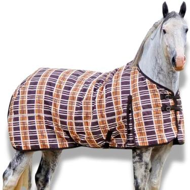 Imagem de Jeffers Draft Solaris 1200 Denier Manta xadrez marrom e creme 228,6 cm - Cobertor de cavalo impermeável, respirável com 0 g, sem isolamento, proteção ideal para vento e chuva, leve