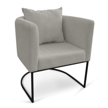 Imagem de Poltrona Paola Linho Base Metálica Preto Cor A26 Grafite