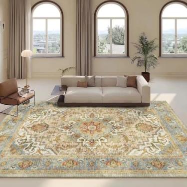 Imagem de Tapete Persa Retrô para Sala de Estar, Decoração para Área do Sofá, Tamanho Grande, Tapete Lavável para Casa e Quarto (200x400cm 78,7x157in/Sem Fiapos-3)