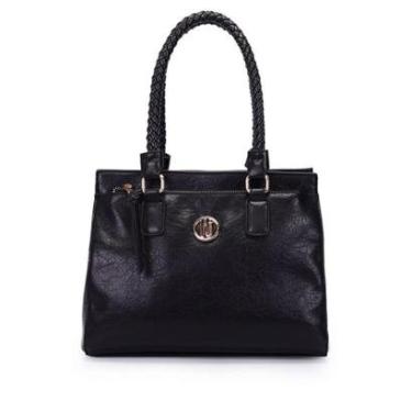 Imagem de Bolsa Feminina WJ Tote Média Alças Trançadas Preto-Feminino