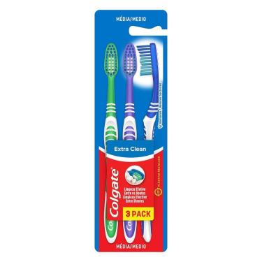 Imagem de Escova de Dente Colgate Extra Clean 3 Unidades