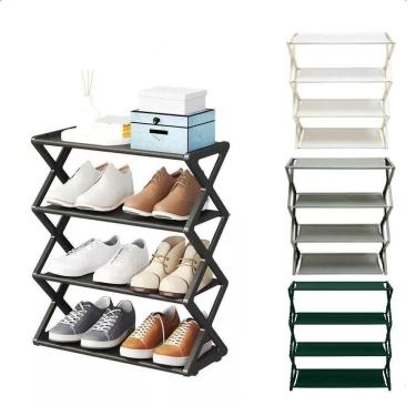 Imagem de Sapateira Organizadora 4 Prateleiras Estante Multiuso Sapatos 8 Pares Brinquedos Sala Lavanderia Quarto Cor:verde;tamanh