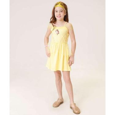 Imagem de Vestido Infantil Fantasia Manga Curta Bela Disney Tam-05013, 10, Amare