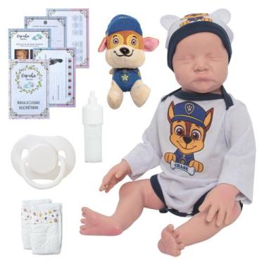 Imagem de Boneco Reborn Masculino Levi Carequinha Pode Dar Banho - Cegonha Rebor