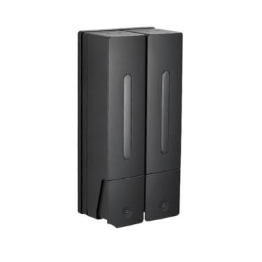 Imagem de Dispensador de sabão Dispensador de sabonete líquido plástico para parede com bomba dupla, ideal para residências, hotéis e banheiros(Preto)