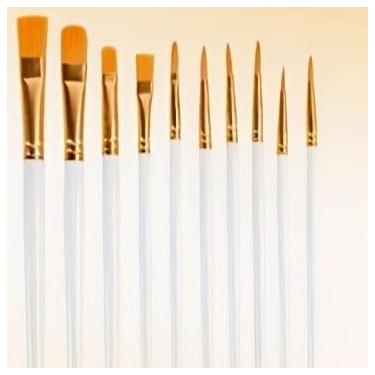 Imagem de Conjunto de 10 pincéis de cerdas de nylon vibrantes – Alças de plástico duráveis, perfeitas para obras de óleo, aquarela e guache, seleção multicolorida (branco)