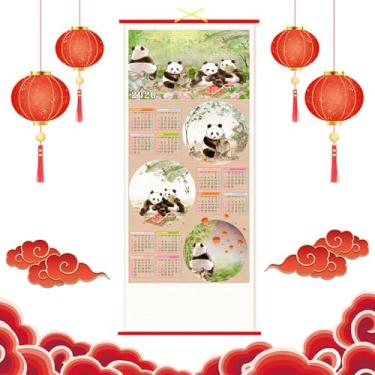 Imagem de Calendário de ano novo chinês com rolagem de 2025, calendário de parede de cobra, calendário lunar chinês, animais do zodíaco, calendário mensal, calendário suspenso, decoração de casa, agenda