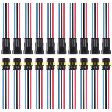 Imagem de Conector elétrico de 3 pinos à prova d'água 3 pinos conectores de fio elétrico automotivo de desconexão rápida para carros, caminhões, barcos e outras conexões de fio (10 pares)