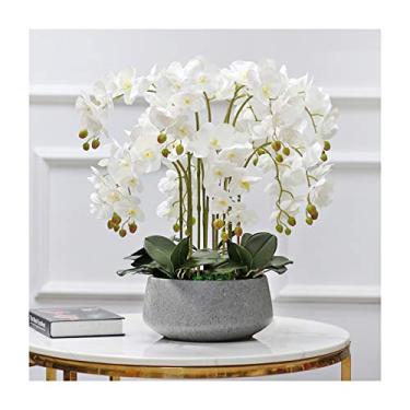 Imagem de LMJYU Presentes de flores artificiais Phalaenopsis orquídeas artificiais - 12 ramos flores falsas Phalaenopsis grandes centros de mesa centros de mesa realistas orquídeas Bo
