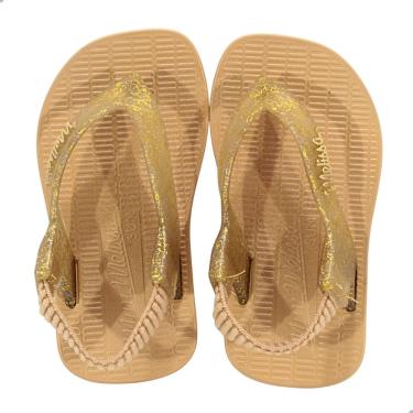 Imagem de Chinelo Mini Melissa Sun Long Beach Baby Bege/Glitter Dourado