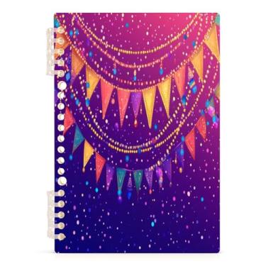 Imagem de Burbuja Caderno de contas para decoração de carnaval, papel pautado universitário A5 com 60 folhas, fichário para escritório, 1 pacote