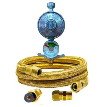 Imagem de kit Regulador Visor Rosca 1/2 mangueira p/alta temperatura original fogão cooktop forno embutir 60 centimetros