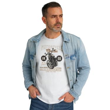 Imagem de Camisa Masculina Branca Algodão Slim Fit Premium Motorcycle
