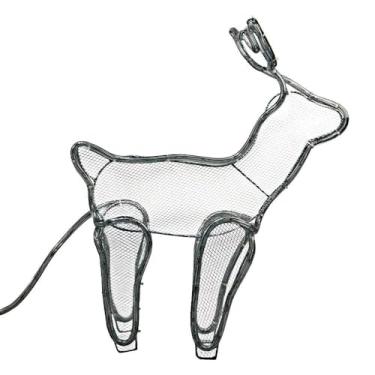 Imagem de Rena Decorativa de Natal com Trenó em LED Branco, 127V, Armação Iluminada para Decoração Natalina