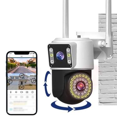 Imagem de Câmera IP Wifi de Segurança Externa, Lente Dupla, Tela Dupla, 3mp+3mp,